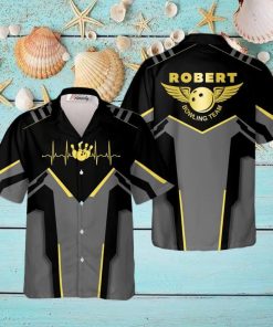 Heartbeat Pulse Line Personalized Bowling Tropical Hawaiian Shirt