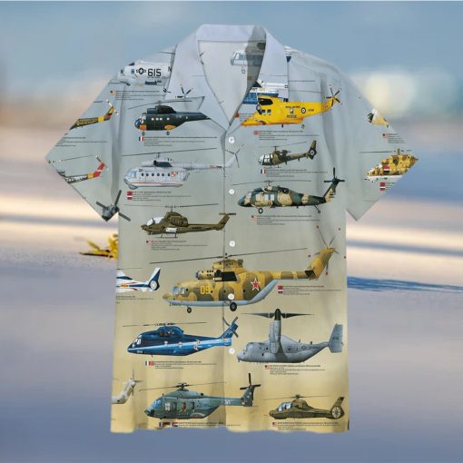 Helicopter Globe Military Collection Hawaiian Shirt