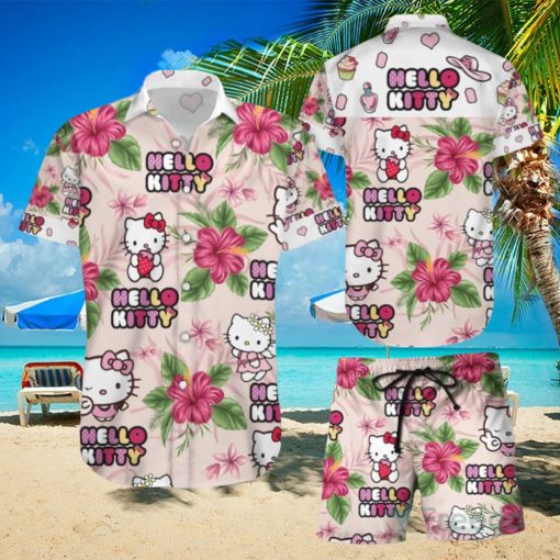 Hello Kitty 3D Hawaiian Shirt & Short For Men And Women