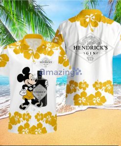 Hendrick’s Gin Funny Mickey Mouse Hibicus Flower Hawaiian Shirt And Shorts