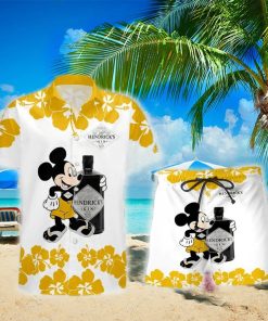 Hendrick’s Gin Mickey Mouse Hibicus Flower Gift Hawaiian Set Shirt