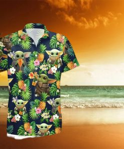 Hennessy Baby Yoda Tropical Flowery Hawaiian Shirt