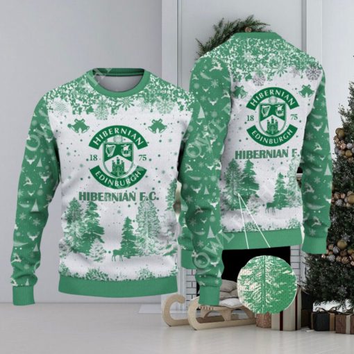 Hibernian F.C. SPFL Scottish Snow Fall Pine Ugly sweater