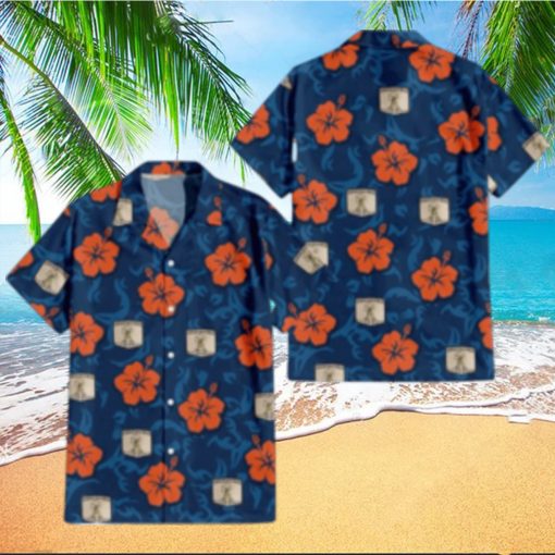 Hibiscus Custom Logo Orange Navy Hawaiian Shirt
