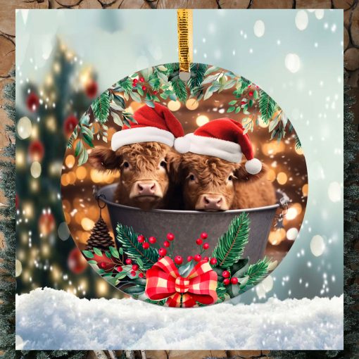 Highland Cow Christmas Ornament