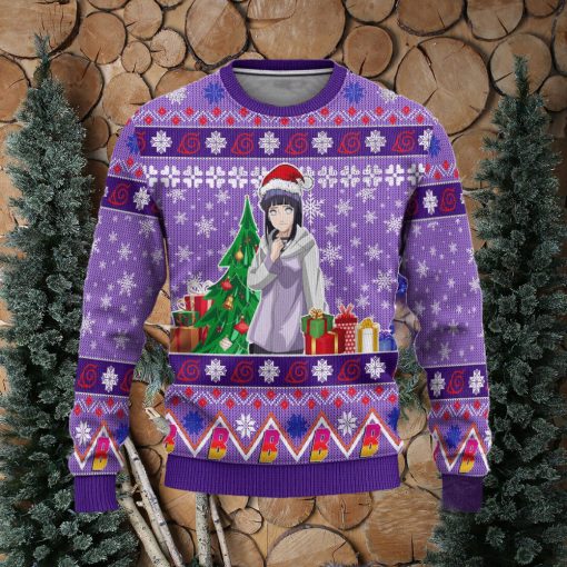 Hinata Uzumaki Anime Custom Boruto Xmas Women Mens Ugly Christmas 3D Knitted Sweater