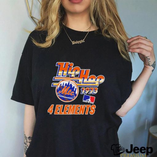 Hip hop 1973 New York Mets baseball 4 elements skyline logo shirt