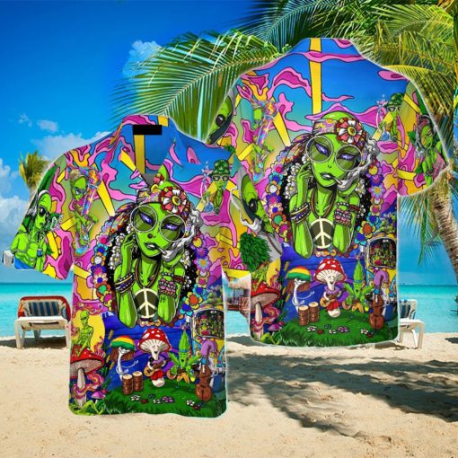 Hippie Alien Hawaiian Shirt Aloha Summer For Men And Women Gift