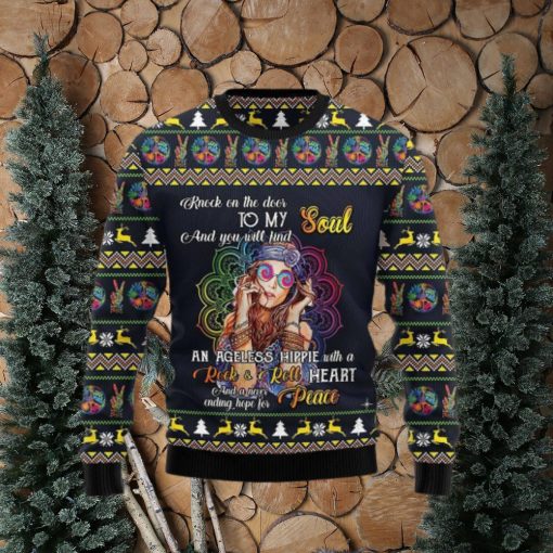 Hippie Girl Colorful Holiday Graphic Sweater