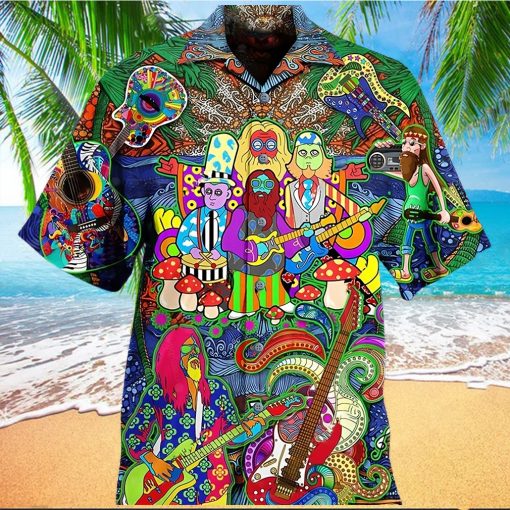 Hippie Music Electric Guitar Color Gifts Clothes Hawaiian Shirt