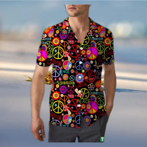 Hippie Peace Love Sunflower Unisex 3D Hawaiian Shirt Colorful Gift For Men And Women Holiday