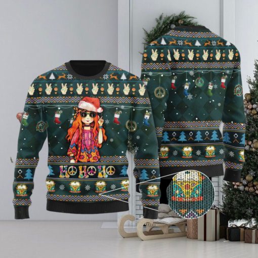 Ho Ho Ho For Hippie Lovers On National For Christmas Gifts Ugly Christmas Sweater