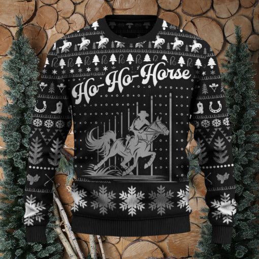 Ho Ho Horse Pole Bending Christmas Tree 3D Sweater Ideas Gift For Men And Women