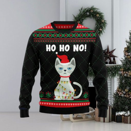 Ho Ho No Cute Cat Funny Ugly Christmas Sweater