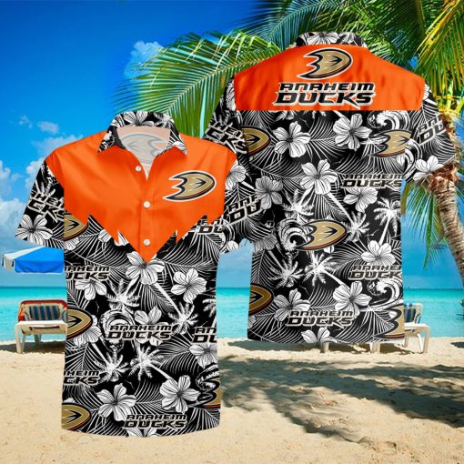 Hockey Anaheim Ducks Tropicial Flowers Summer Beach Hawaiian Shirt