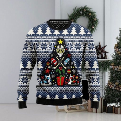 Hockey Christmas Tree Ugly Christmas Sweater