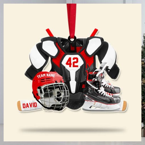 Hockey Gear Personalized Acrylic Ornament, Christmas Tree Decor For Hockey Players