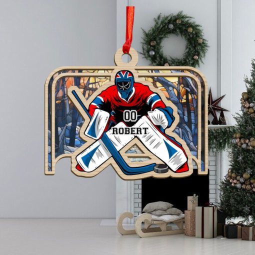 Hockey Goal Personalized Suncatcher Ornament