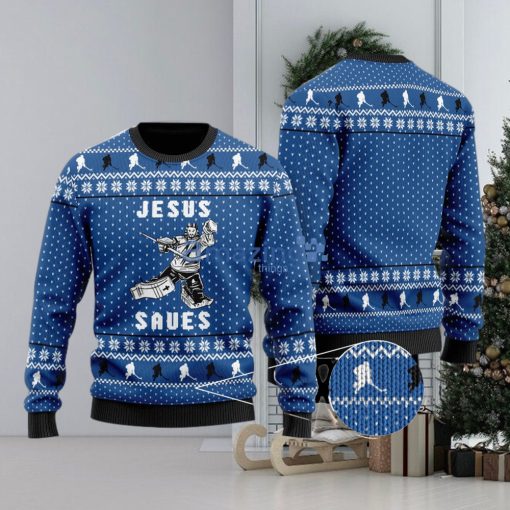 Hockey Jesus Saves 3D Ugly Christmas Sweater Xmas Christmas Gifts