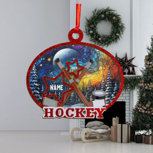 Hockey Lover Personalized Suncatcher Ornament