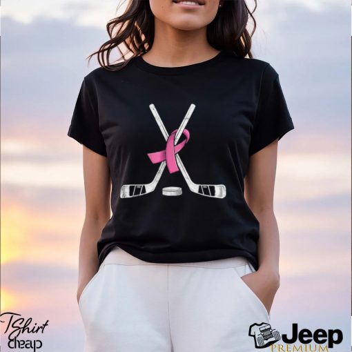 Hockey Pink Ribbon Breast Cancer Awareness Sport Lover T Shirt