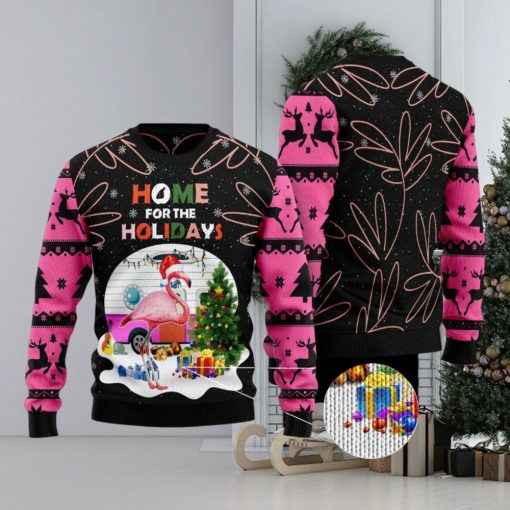 Home For The Holidays Flamingo Ugly Christmas Sweater