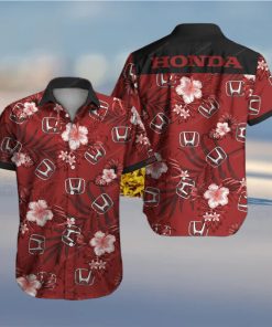 Honda Motor Dark Red Floral Tropical Hawaiian Shirt