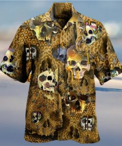 Honeybee Summer Men Yellow Skull Hawaiian Shirt