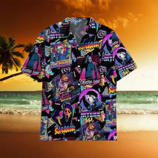 Horror Movie Retro Lapel Collar Hawaiian Shirt