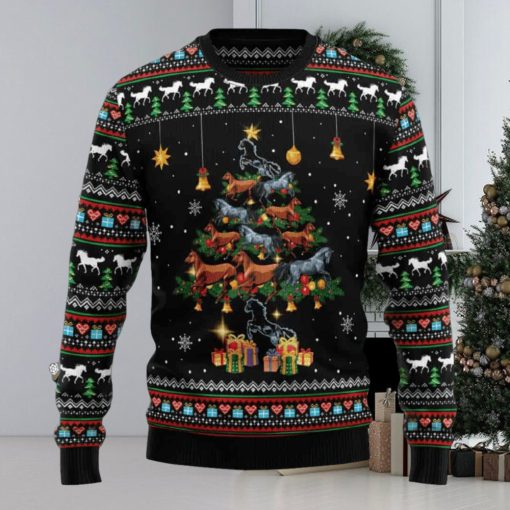 Horse Christmas Tree Black Ugly Christmas Sweater