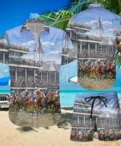 Horse Racing Hawaiian Shirt & Short For Men And Women