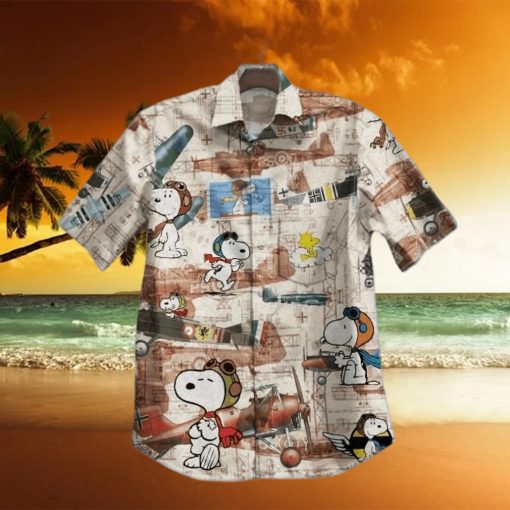 Hot Plane And Snoopy Vintage Hawaiian Shirt