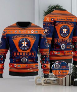 Houston Astros Logo Custom Name For Football Fans Ugly Christmas Sweater Christmas Gift