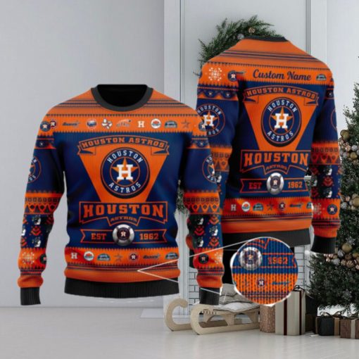 Houston Astros Logo Custom Name For Football Fans Ugly Christmas Sweater Christmas Gift