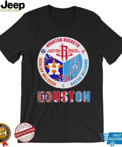 Houston Astros Rockets Oilers 3 teams sports circle logo gift shirt