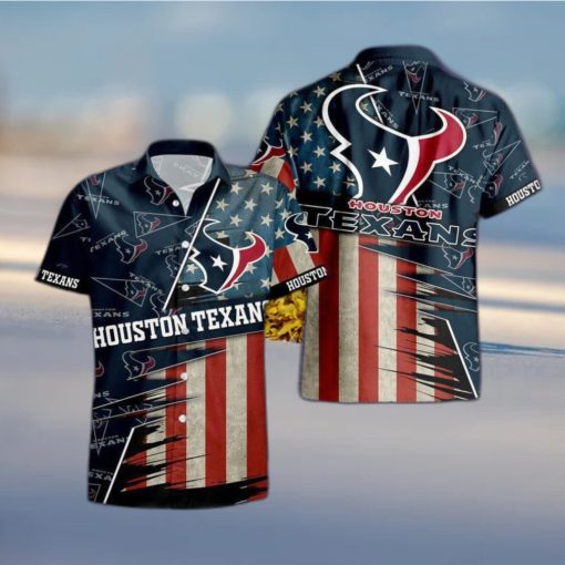 Houston Texans American Flag Logo Hawaiian Shirt Vacation Gift For Men And Women Gift