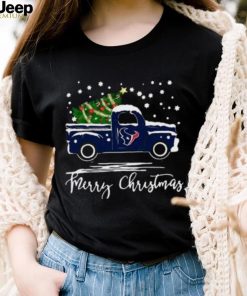 Houston Texans Car With Christmas Tree Merry Christmas T Shirt