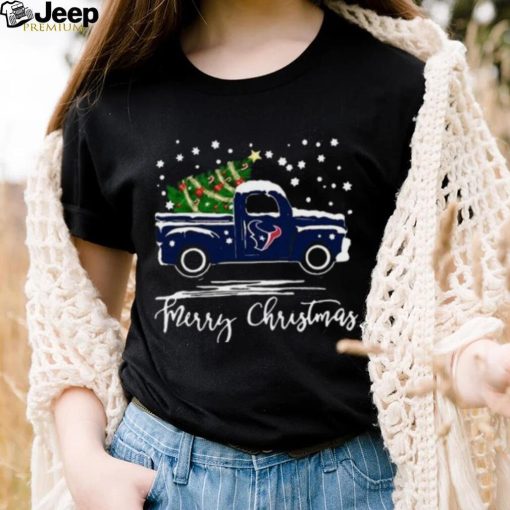 Houston Texans Car With Christmas Tree Merry Christmas T Shirt