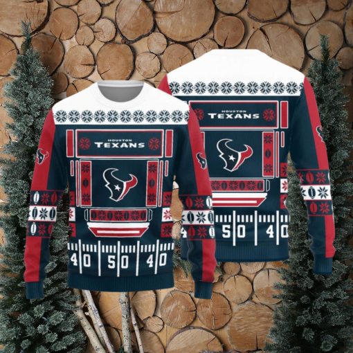 Houston Texans Christmas Ball Snowfalke Pattern Knitted Sweater