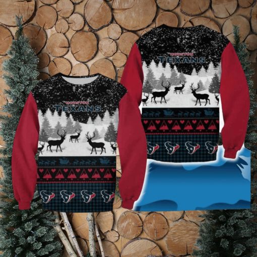 Houston Texans Christmas Reindeer Wreath All Over Print 3D Sweater For Fans Gift Christmas