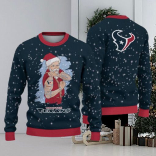 Houston Texans Christmas Santa Claus Tattoo Ugly Christmas Sweater Cute Christmas Gift