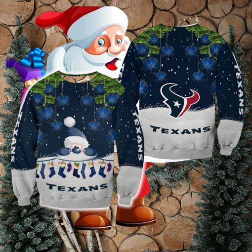 Houston Texans Christmas Santa Ugly Sweater For Fans AOP Gift Holidays