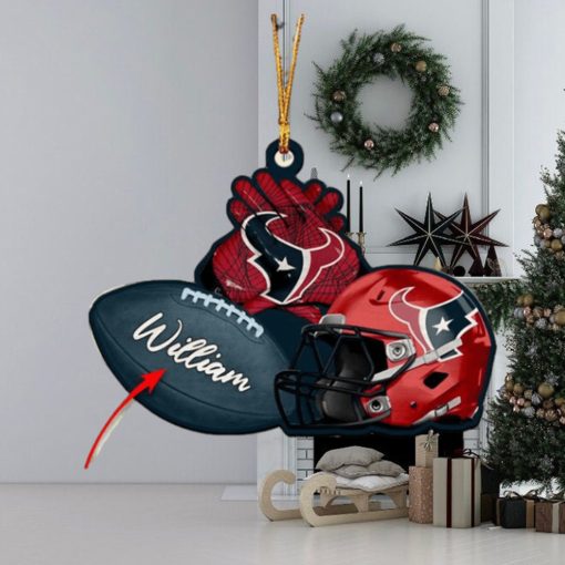 Houston Texans Custom NFL Custom Name Rugby Ball Helmet Custom Shape Christmas Ornament