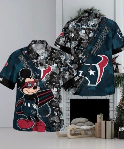 Houston Texans Mickey Mouse Floral Short Sleeve Hawaii Shirt