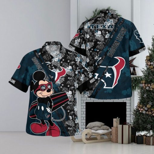 Houston Texans Mickey Mouse Floral Short Sleeve Hawaii Shirt