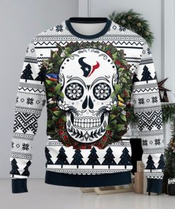 Houston Texans Skull Flower Ugly Christmas Ugly Sweater