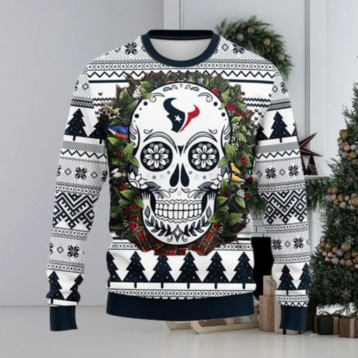 Houston Texans Skull Flower Ugly Christmas Ugly Sweater