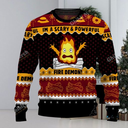 Howl’s Moving Castle Calcifer Fire Demon Christmas Sweater