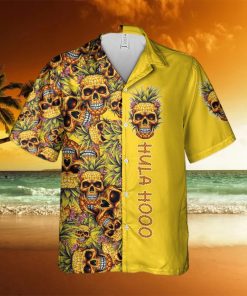 Hula Skull Pineapple Tropical Yellow Hawaiian Short Sleeve Aloha Hawaiian Shirt Summer Gift For Men And Women