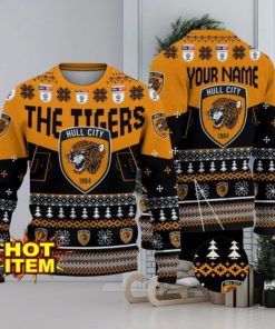 Hull City FC Big Logo Custom Name 3D Ugly Christmas Sweater Christmas Gift For Big Fans